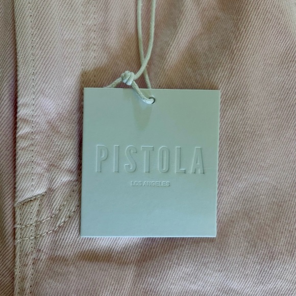 Pistola NWT Lexi mid rise bowed straight blush pink jeans size 31 - Picture 11 of 11